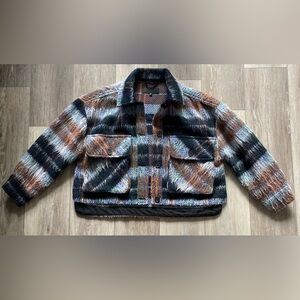 BLANK NYC Multi color blue brown Plaid Cropped Jacket, Women's Size XS Runs big